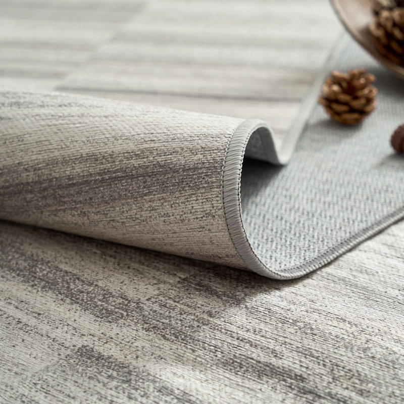 Modern Abstract Ultra-Thin Washable Area Rug, Runner 2' x 6', Taupe