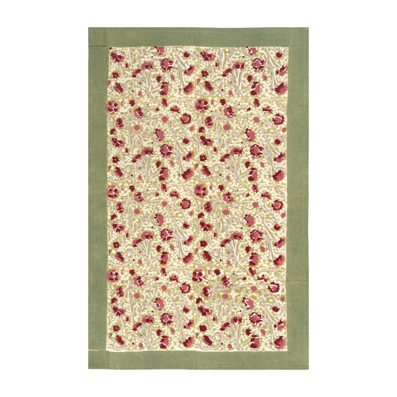 Floral Tea Towel Kitchen Towel, Red/Green