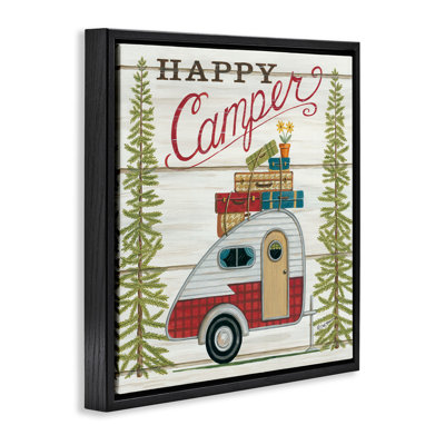 «Rustic Happy Camper», art mural encadré sur toile flottante par Deb Strain