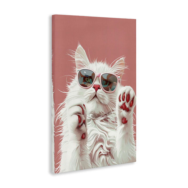 Chat Glam avec toile de lunettes de soleil, design par LSR Design Studio, H 24 po x l 16 po