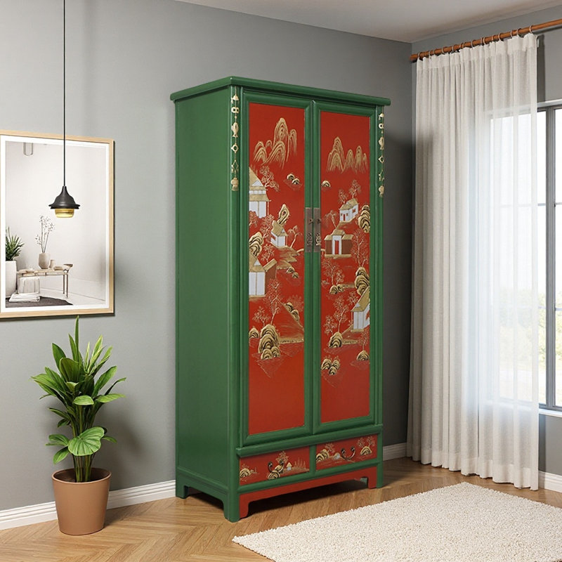 Armoire de rangement de style américain à conception minimaliste, Rouge / Vert