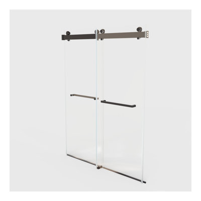 Porte de douche à double fermeture coulissante sans cadre de 56 à 60 po x H 76 po à double porte coulissante en verre trempé de 3/8 po (10 mm) d'épaisseur