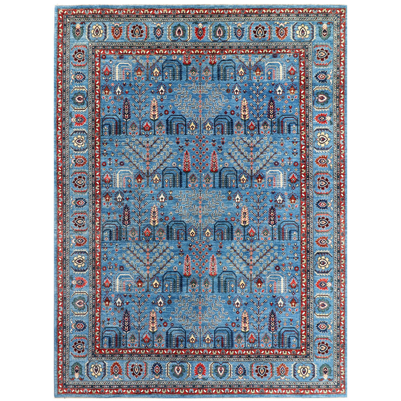 Aryana Wool Southwestern Area Rug in Blue/Rust