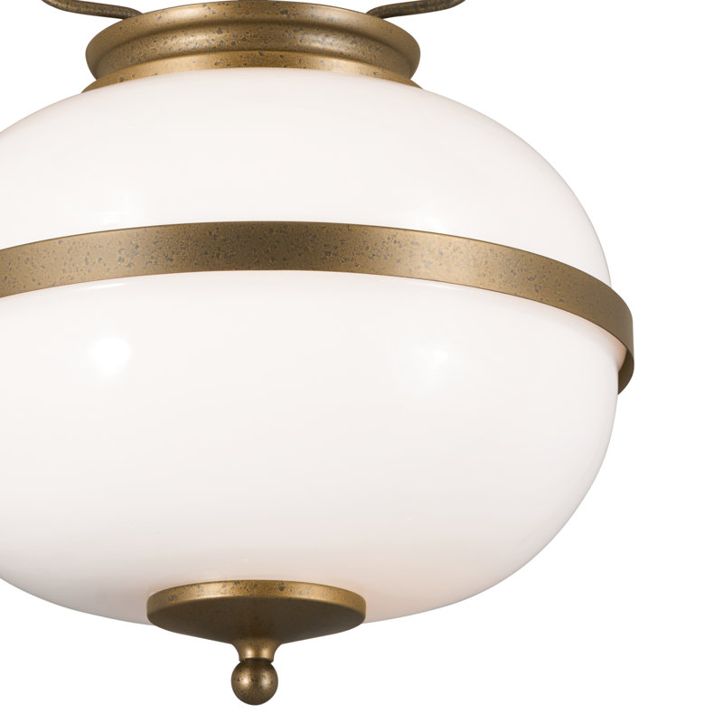 Luminaire suspendu 2 lumières avec verre opale Seagrove, Champagne champagne