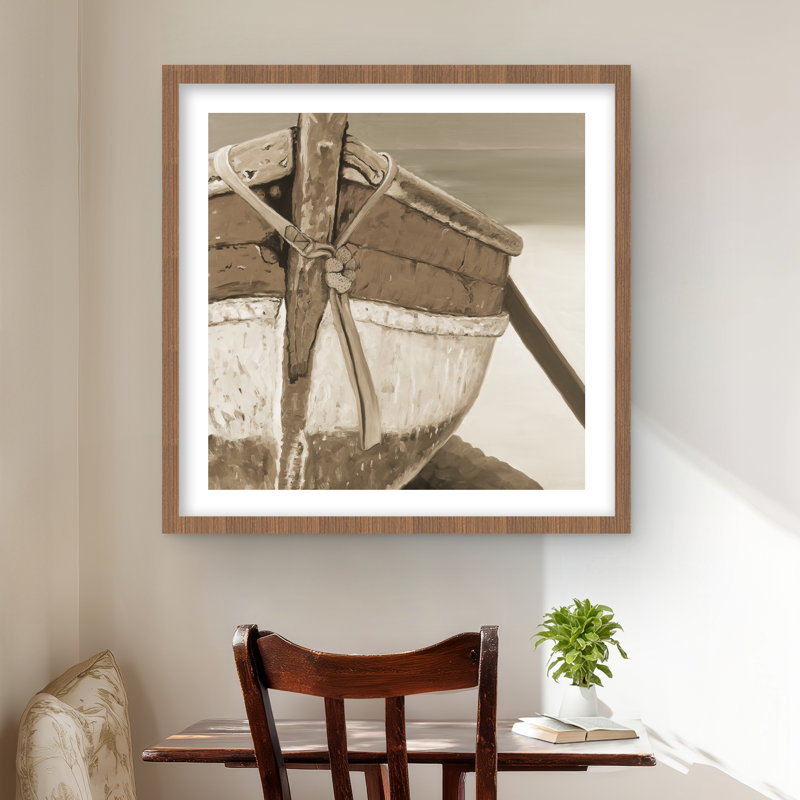 «Tied Up Rowing Boat - Brown Office», H 24 po x l 24 po, Brun
