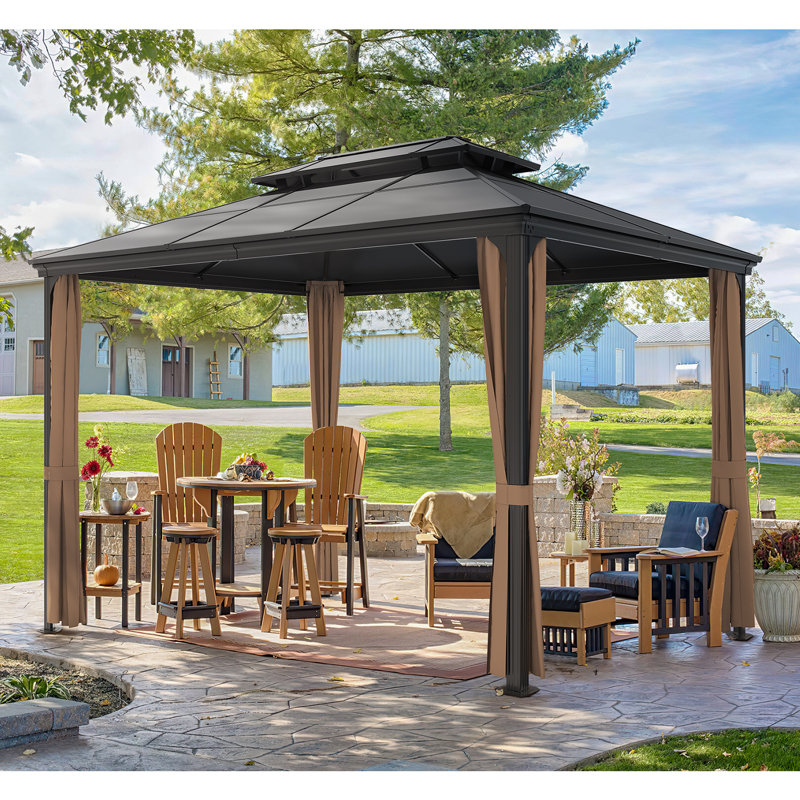 Metal Patio Gazebo, 13 Ft. W x 9 Ft. D