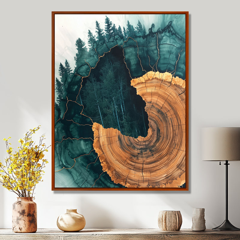 Geovana forêt émeraude ondule à travers les bois I - forêt décoration murale, H 44 po x l 34 po, Brun