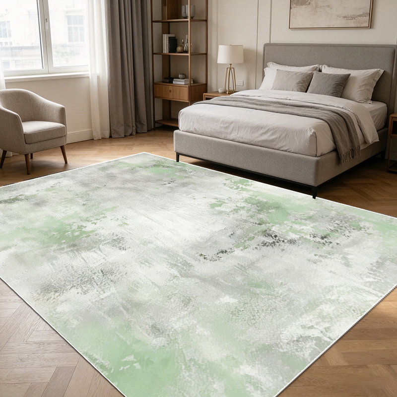 1PC Vintage Distressed Muted Sage Green Neutral Abstract Watercolor area rugs for Living Room, Soft and Comfortable, Suitable for all seasons, easy-to-maintain, machine washable Indoor floor mat, Under Table Farmhouse suitable for dining room,