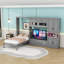 Lit escamotable simple en bois avec meuble télé et tiroirs de rangement intégrés-1930804568