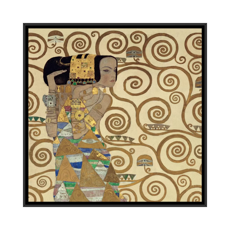 « expectation square, square » par gustav klimt,, impression sur toile tendue, H 37 po x l 37 po x P 1,5 po, Pas de tapis