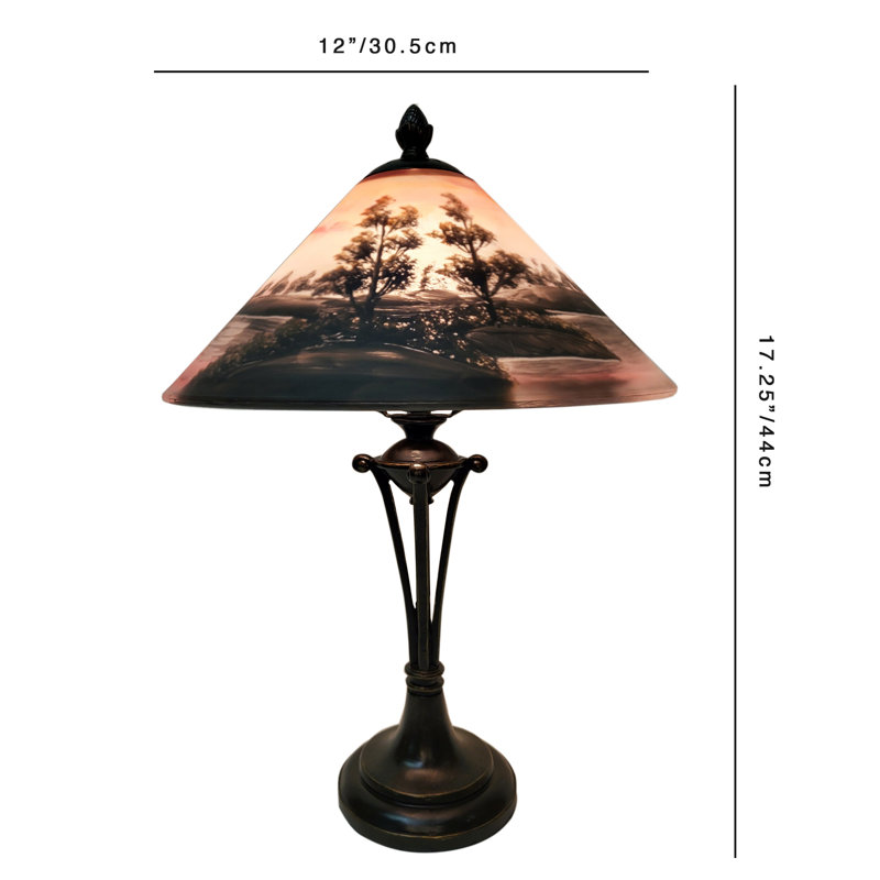Fine Art Lighting Reverse Hand Painted Handel Style Glass Table Lamp