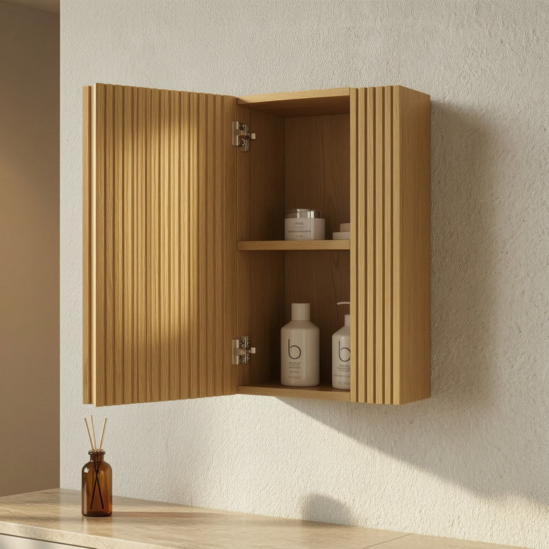 23" Tall Bathroom Wall Mounted Cabinet, Natural