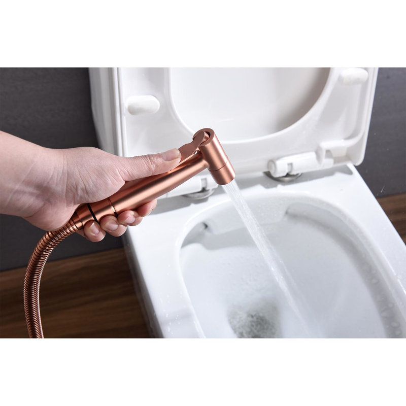 Bidet à main pour la toilette - métal or rose, 2 modes de jet améliorant l'hygiène personnelle, rouille et corrosion, facile à installer dans une fabrication en métal, deux options d'eau, rouille, installation