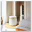Tabouret d'appoint rond - Tissu semblable au velours blanc - Garniture dorée - Contemporain