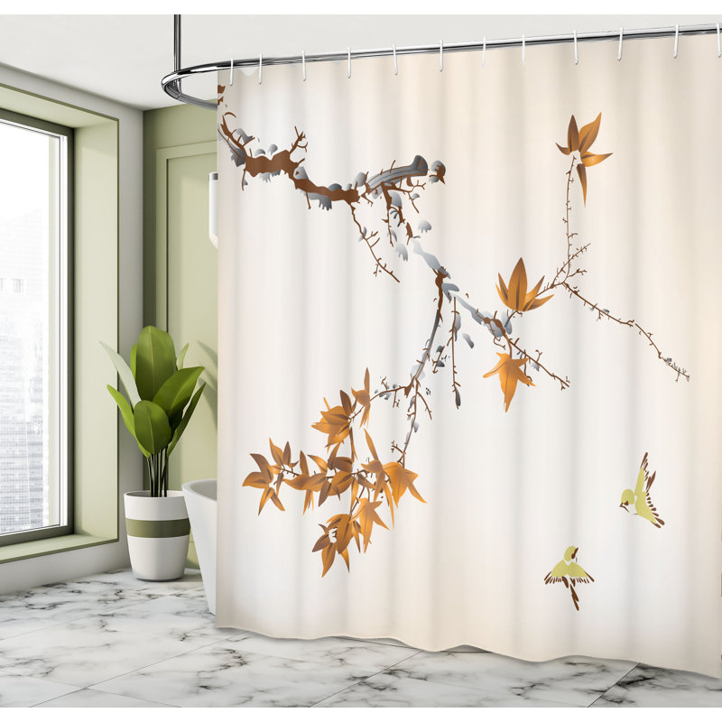 Ensemble de rideau de douche japonais + crochets, H 70 po x l 69 po, Beige abricot
