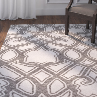 Tapis ivoire / gris anthracite en laine tissé à la main Lagrange