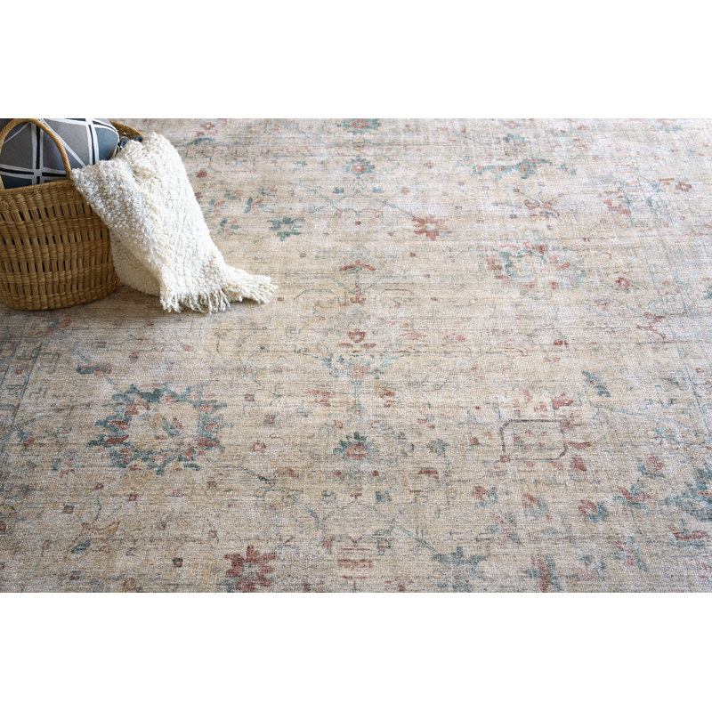 Oriental Area Rug in Beige, Rectangle 6' x 9'