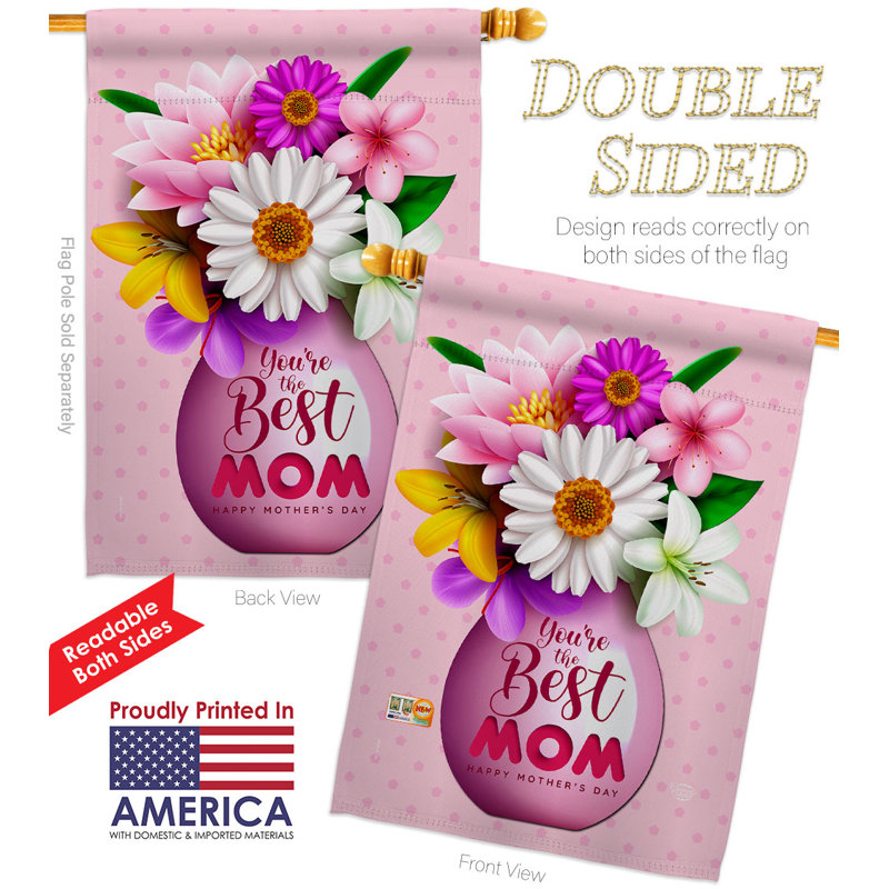 Double Sided Polyester Mother's Day House Flag, 40" H x 28" W