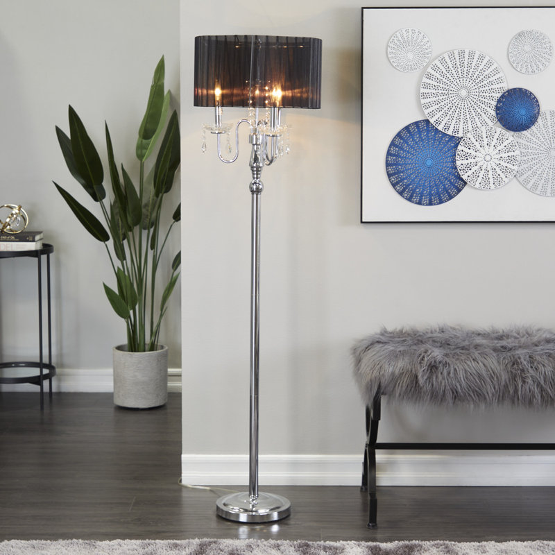 Ej Candelabra Floor Lamp, Silver, Black