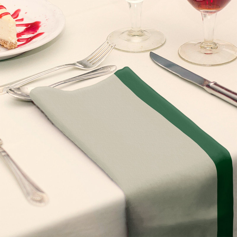 Milwaukee Striped Square Napkin, 22" W x 22" L, Cream City Cream/Good Land Green/Great Lakes Blue, Cotton Twill