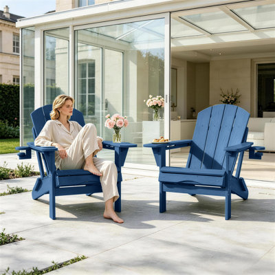 Ensemble de 2 chaises longues réglables en PEHD avec porte-gobelets