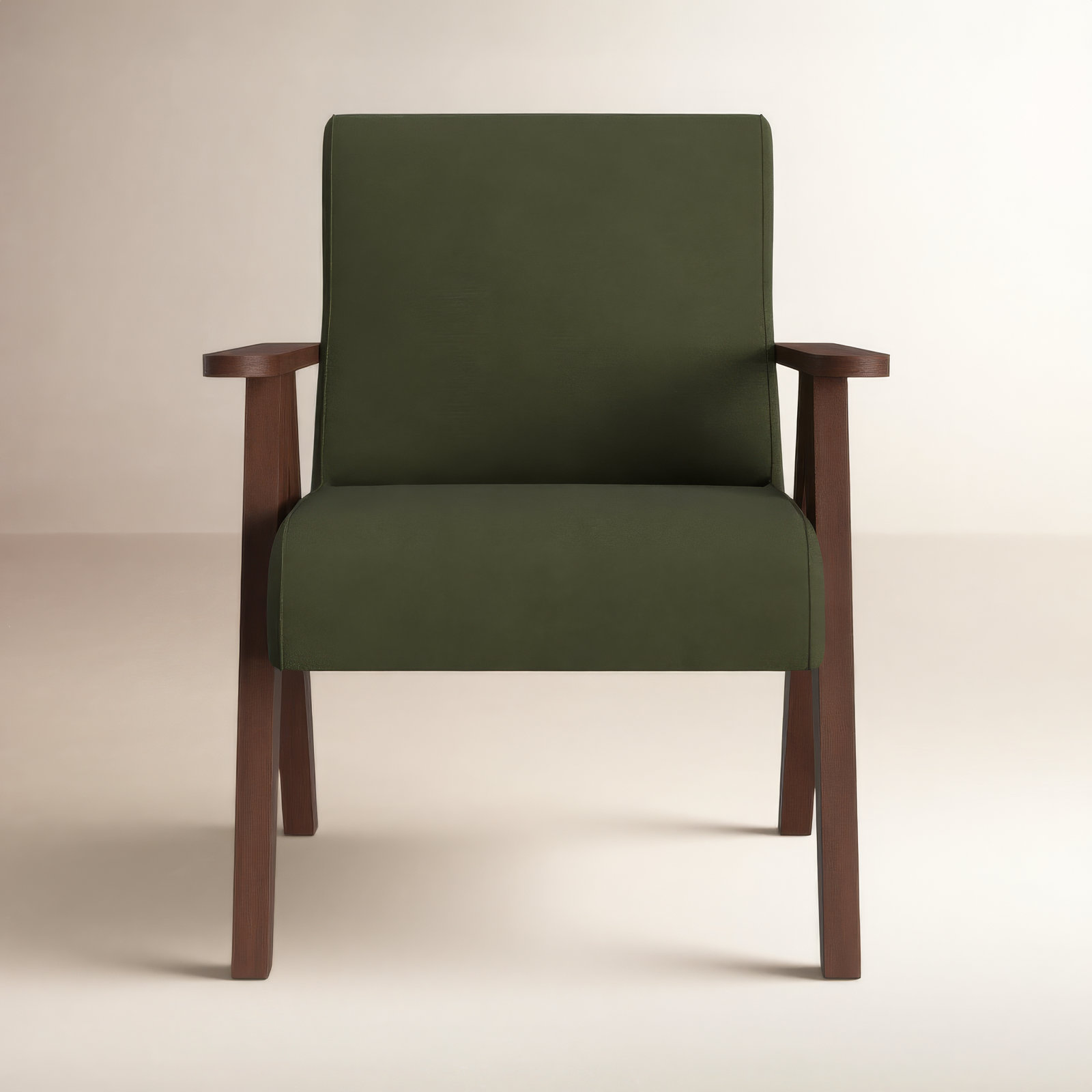 Luna Upholstered Jeanneret Accent Chair, Dark Walnut, Loden