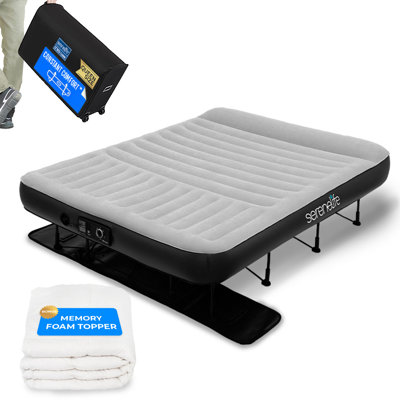 Serenelife Luxe Series EZ Bed - Air Mattress With Frame, Memory Foam Cover, Auto-Inflate Pump