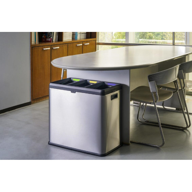 Steel Open Multi-Compartments Trash & Recycling Bin, 16, 23" H x 23" W x 12" D