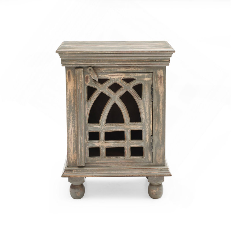Table de chevet en bois gris antique