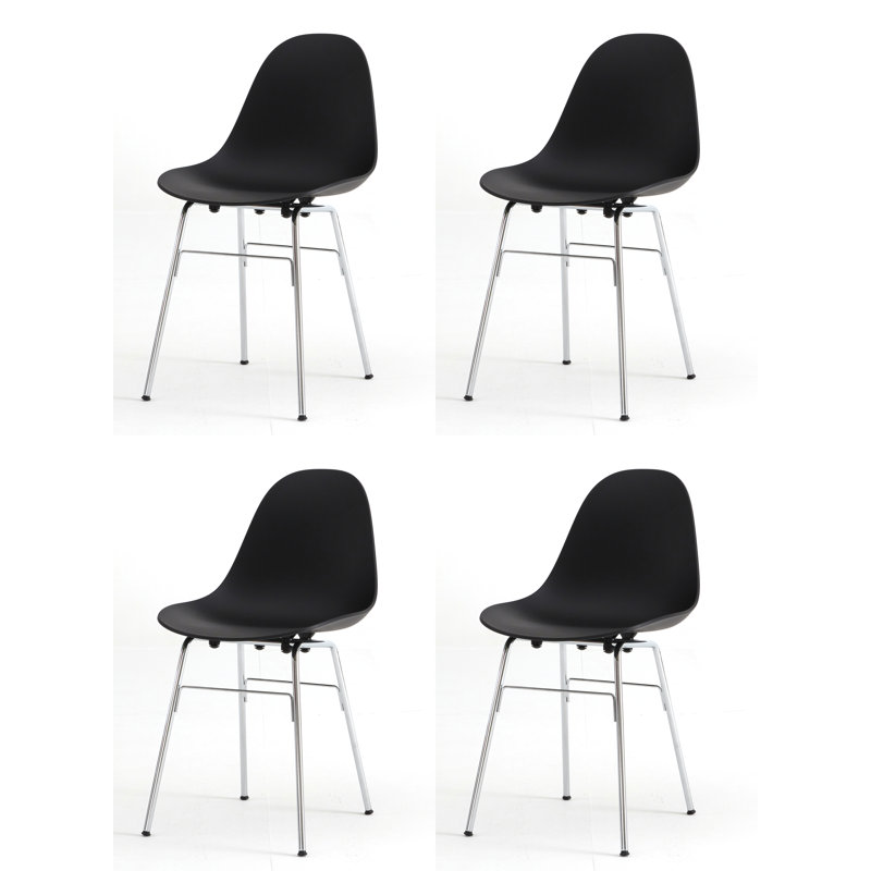 TA Side & Dining Chair (Set of 4), Black/Chrome