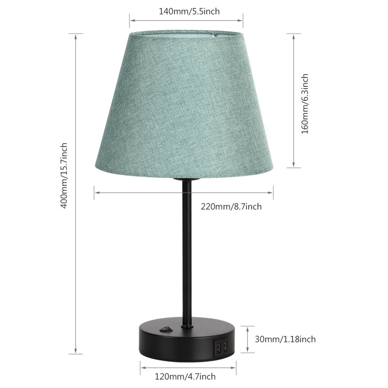 Set Of 2 Usb Table Lamps, Bedside Desk Lamps With Dual Usb Charging Ports, Nightstand Lamps With Flaxen Fabric Shade For Bedroom Living Room College Dorm Office