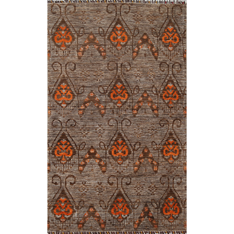 Tapis en laine à motif végétal abstrait 4 x 6