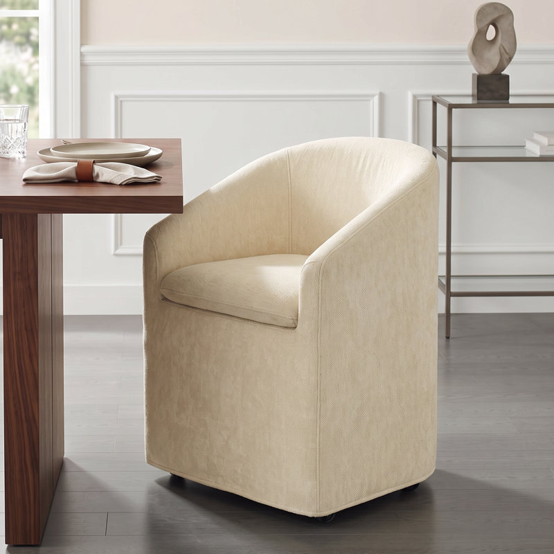 Chaise rembourrée avec housse lavable et roulettes, Sable