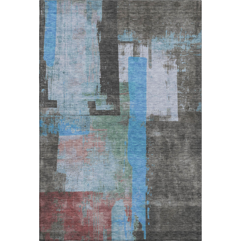 Premium Machine Washable Otte AMF1779 Blocks Rug, Rectangle 10' x 14'