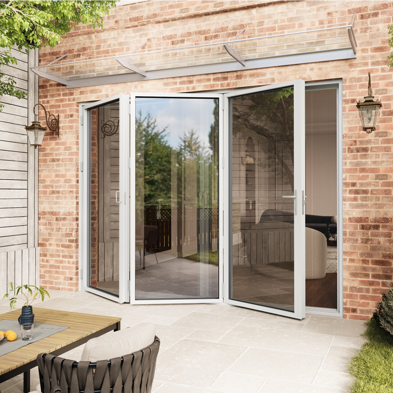 Porte de patio pliante en aluminium pliable à gauche 108 po x 80 po (3 + 0) avec 𝗥𝗲𝘁𝗿𝗮𝗰𝘁𝗮𝗯𝗹𝗲 𝗦𝗰𝗿𝗲𝗲𝗻
