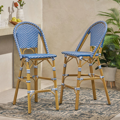 Cadre d'extérieur français de 29,5 po de 2, bleu sarcelle foncé et blanc. Cadre en aluminium avec décoration. Rehaussez votre espace de vie à la finition.