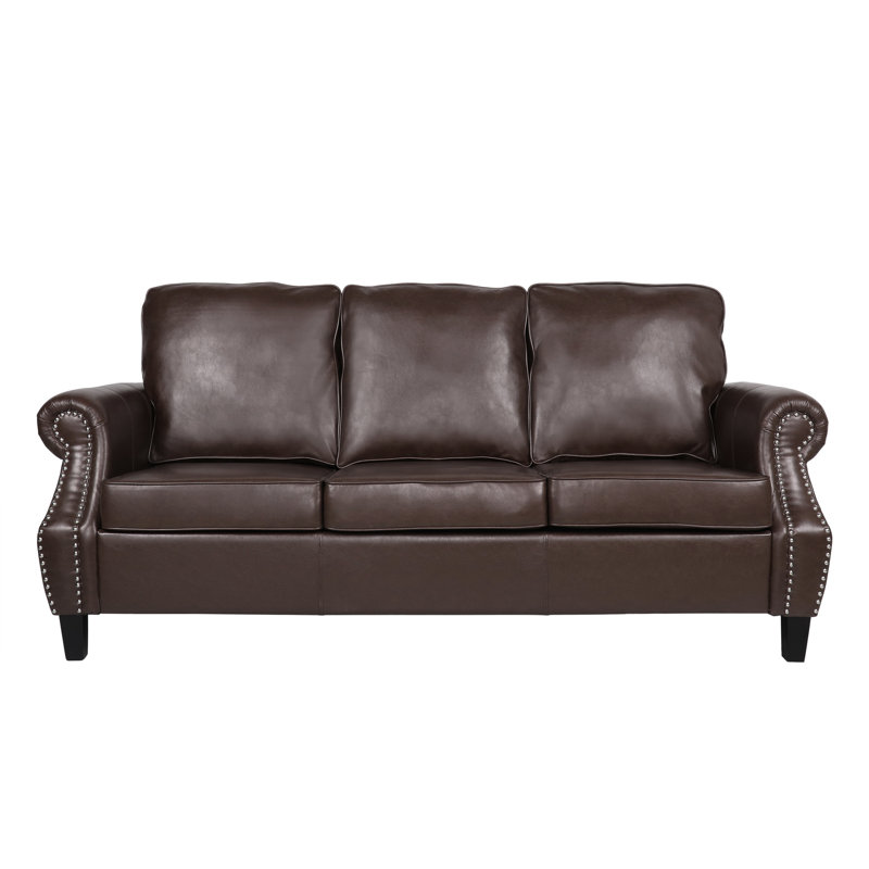3 Canapé modulaire inclinable en similicuir, conception moderne, tête de clou, garniture cloutée élégante en bois de bouleau