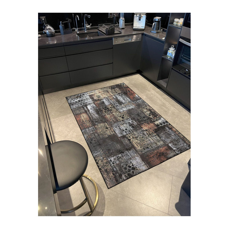 Tapis décoratif à motifs créatifs et lavable à la machine, Sous-tapis carré 3 pi 3 po inclus