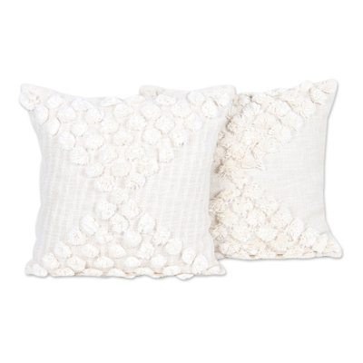 Novica Handmade Ecru Caresses Cotton Cushion Covers (Pair)