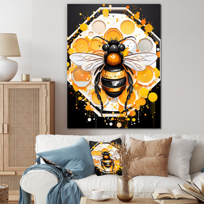 «Yellow and Black Honey Bee», art mural insectes et insectes
