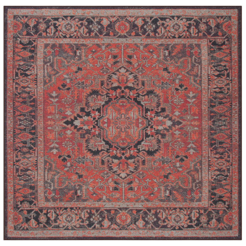 Tapis oriental rouge Adalia, Carré 4 pi