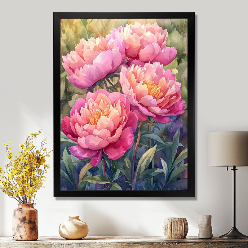 Pivoines dans le potager III - impressions murales florales, Noir, noir, noir, noir, H 20 po x l 12 po