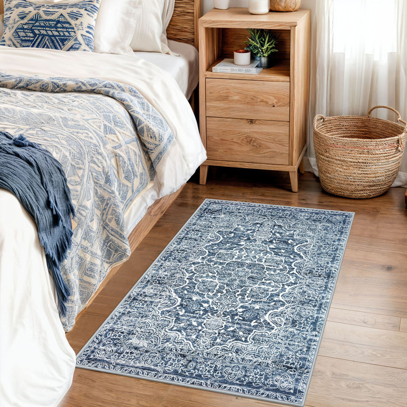 Area Rug Machine Washable Rugs with Rubber Backing for Living Room, Rectangle 2' x 3'