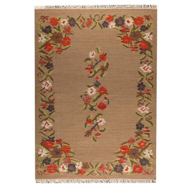 Stanley Floral Handmade Tufted Wool Green/Beige Area Rug August Grove Rug Size: Rectangle 8'6 x 11'6