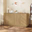 Buffet en bois avec crédence de rangement naturelle à 4 portes avec tablettes réglables