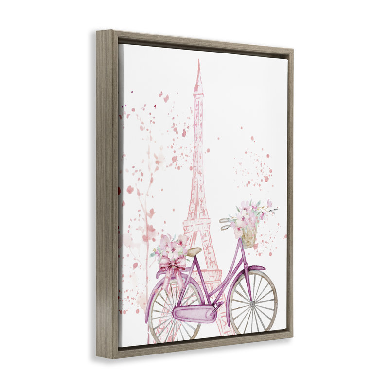 Cadre parisien à bicyclette et éclaboussures modernes, design par Kim Allen, H 21 po x l 17 po