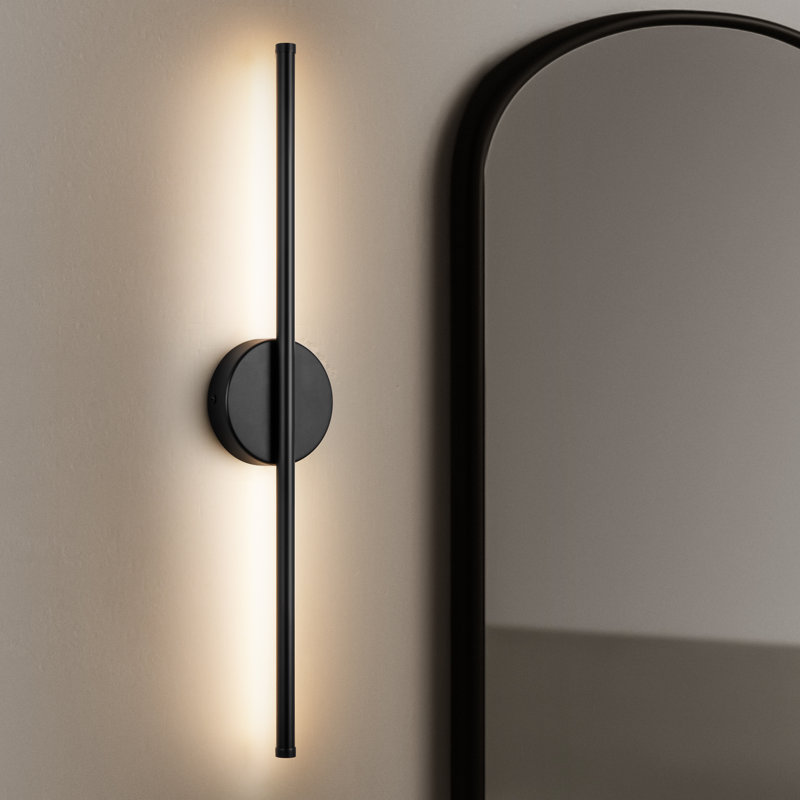 Applique murale semi-encastrée Brynie, Noir mat, H 23,6 po x l 4,3 po x P 1,77 po