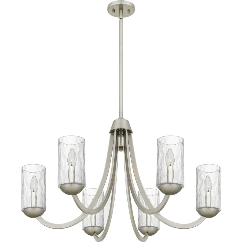 Lustre 8 lumières Allard, 6 lumières, H 20 po x l 32 po x P 32 po, Nickel brossé