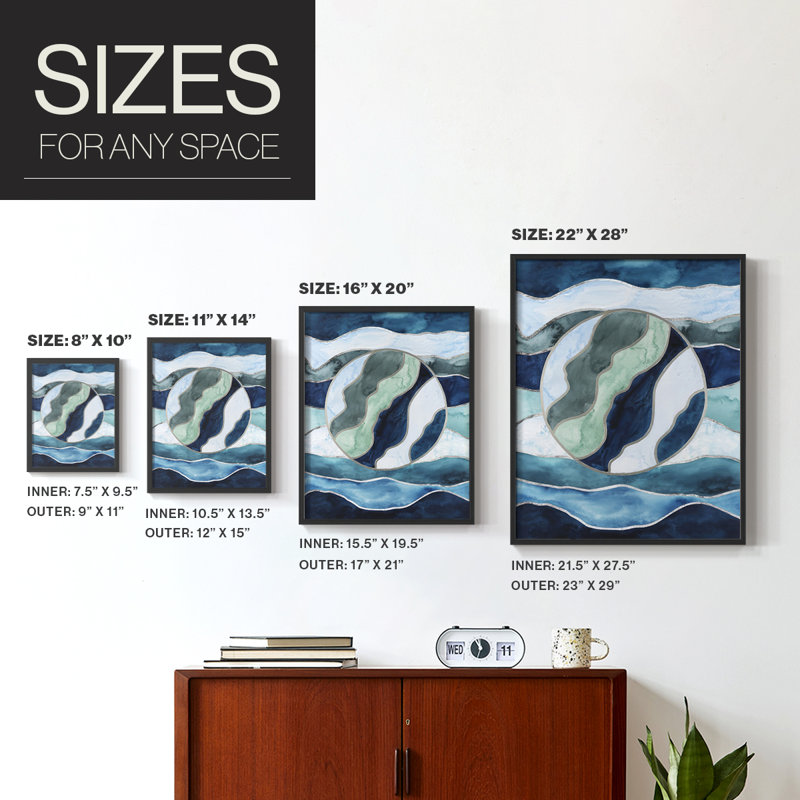 «Siren's portail I», reproduction encadrée - bois massif, Noir, H 15 po x l 12 po