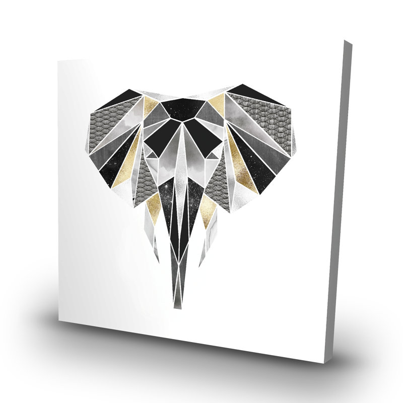 Geometric elephant - 32"x32" art on canvas